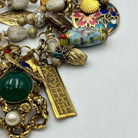 Vintage dragon 1960s handmade chunky charm Statement pendant Necklace - Picture 12 of 16